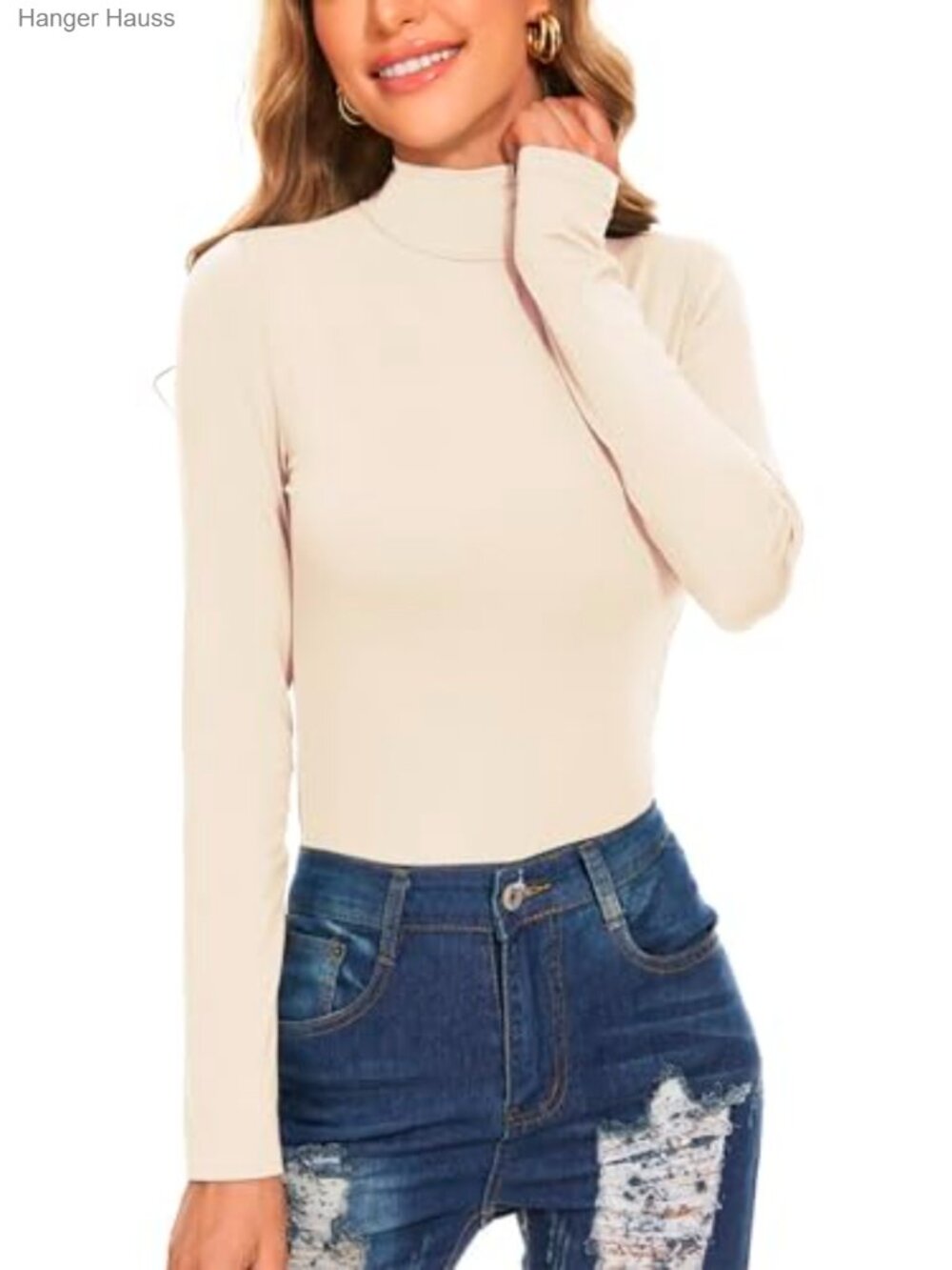 Women's Long Sleeve Mock Turtleneck Slim Fit Under Layer Pullover Top